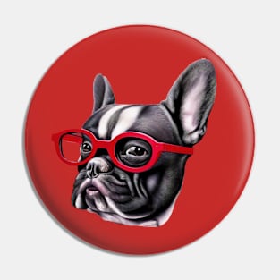 Funny French Bulldog Mama With Glasses Pin