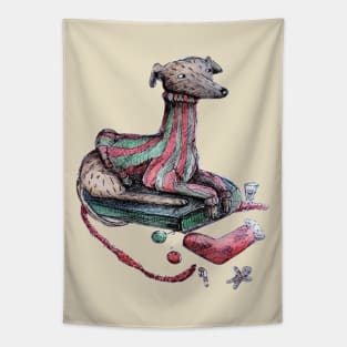 Greyhound's Festive Comfort: Heck the Halls Tapestry