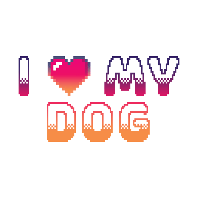 I Heart My Dog Classic Video Game Graphic Vibrant Gradient by ArtHouseFlunky