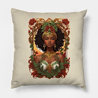 African Queen of Sheba retro vintage floral design Pillow