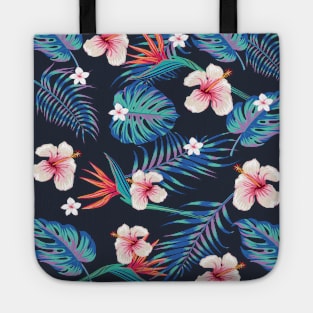 Hibiscus and Tropical Leaves Design Tote