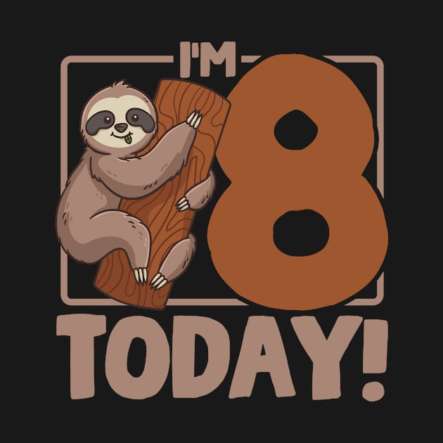 8th Birthday Sloth Eight Years Old by CreativeGiftShop