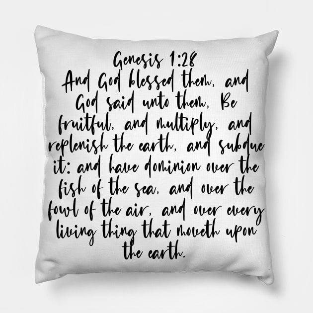 Genesis 1:28 Bible Verse Pillow by Bible All Day 