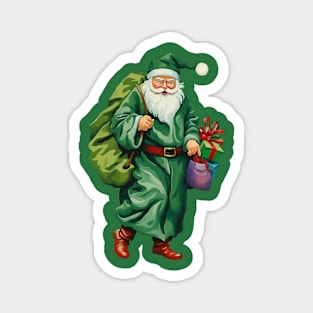 Victorian Father Christmas Wearing Green Robes Cut Out Magnet