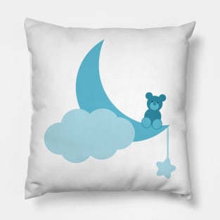 Teddy Bear on the moon - Blue version Pillow