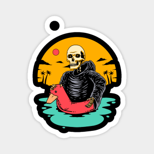 Grim Reaper Enjoys the Sea by Riding a Duck Float Magnet