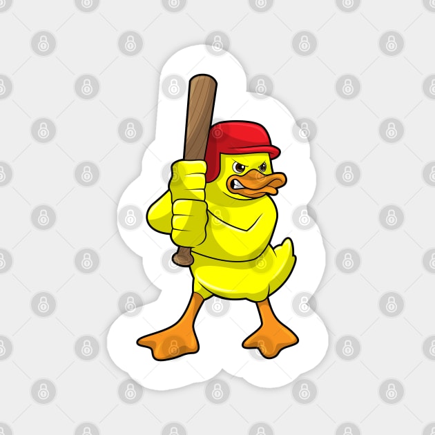 Duck at Baseball with Baseball bat & Cap Magnet by Markus Schnabel