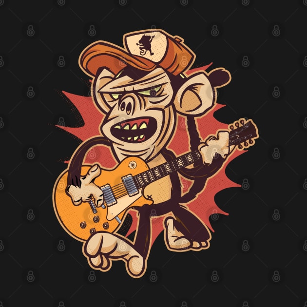 Retro Chimpanzee Guitar Player Graphic by Graphic Duster