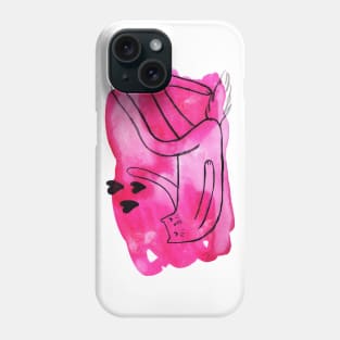 Pink Long Leggy Love Cat Watercolor Phone Case