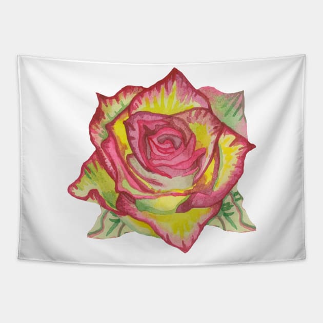 Beautiful yellow rose with pink petals Tapestry by deadblackpony