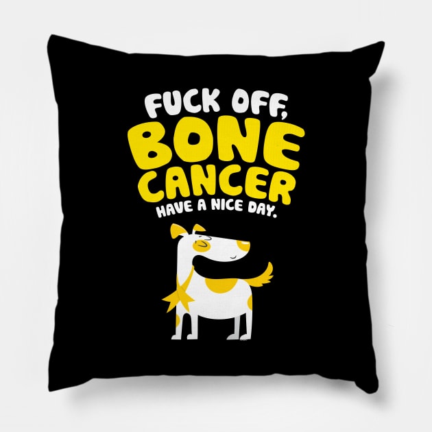 Funny Fuck Off Bone Cancer Quote | Dog Pillow by jomadado