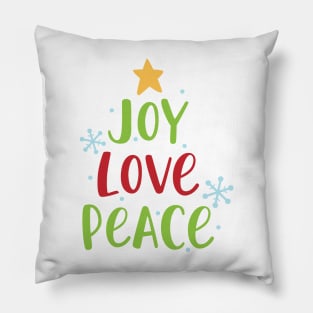 Joy Love Peace Christmas Tree Pillow