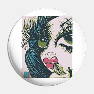 Mural of girls face Pin