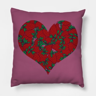 Strawberries Love Heart Pillow