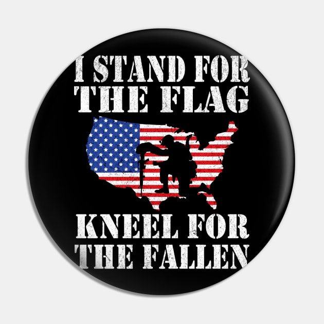 I Stand For The Flag Kneel For The Fallen Memorial Day Pin by ArchmalDesign