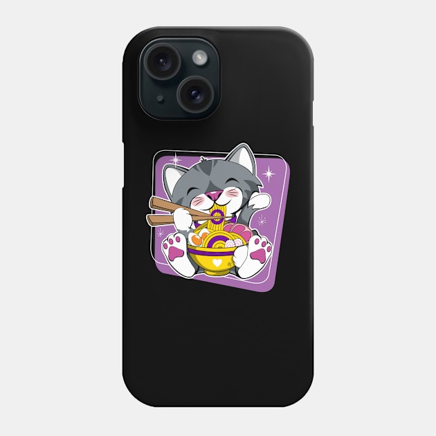 Cat Eating Ramen Intersex Pride Phone Case by CuddleswithCatsArt