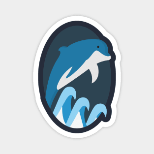 dolphin blue sea wave Magnet