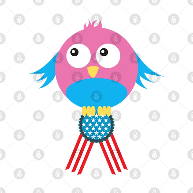 American pride - cute bird with usa ribbon by CatheBelan