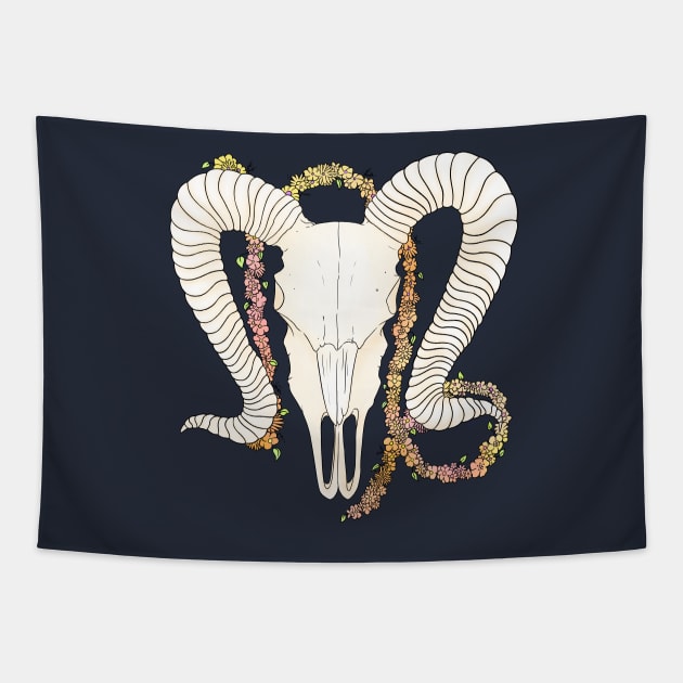 Capricorn - Black outline Tapestry by Qur0w