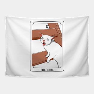 The Fool Funny Cat Tapestry