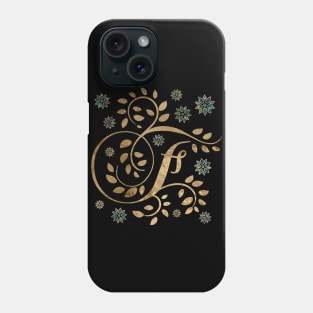 Luxury Golden Calligraphy Monogram with letter F Phone Case