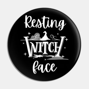 Resting Witch Face Text Design - Halloween Pun Pin