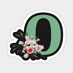 Letter O green with colorful flowers Magnet