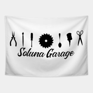 Soluna Garage (black art, banner style logo) Tapestry