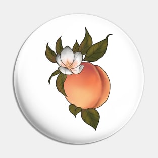 Botanical peach and blossom Pin