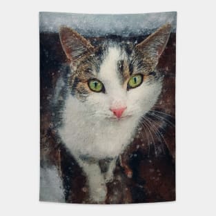 Cat portrait painting Tapestry