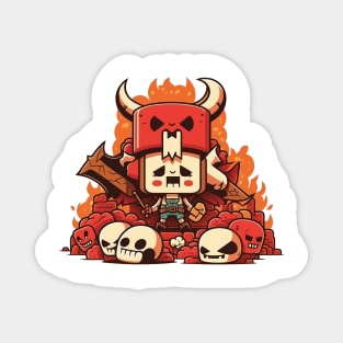 Cute happy kawaii halloween hell warrior skull lady Magnet