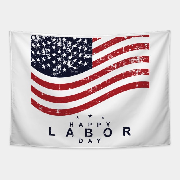 Happy Labor Day Tapestry by M2M