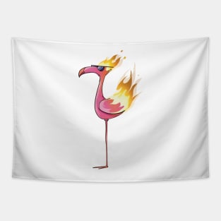 A Cool Flaming Flamingo Standing in a Pool (Flamengo)(No Text Variant) Tapestry