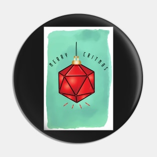 Dungeons & Dragons -Merry Critmas - D20 Christmas Ornament - DnD Dice set Pin