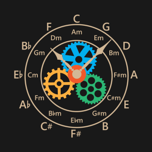 Circle of Fifths Mechanical Clock Style Light Brown T-Shirt