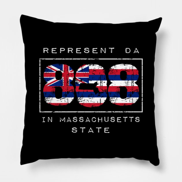 Rep Da 808 in Massachusetts State by Hawaii Nei All Day Pillow by hawaiineiallday