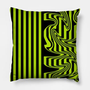 Stripes and Swirls - Lime Green and Black Pillow