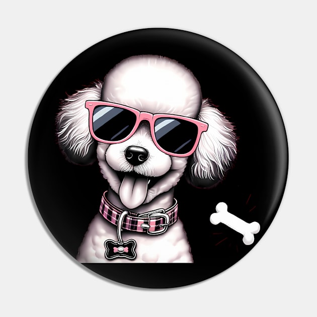 Funny Poodle with Sunglasses Pin by CreativeSparkzz