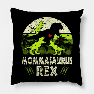 Momma Dinosaur T Rex Mommasaurus 3 Kids Matching Family Pillow