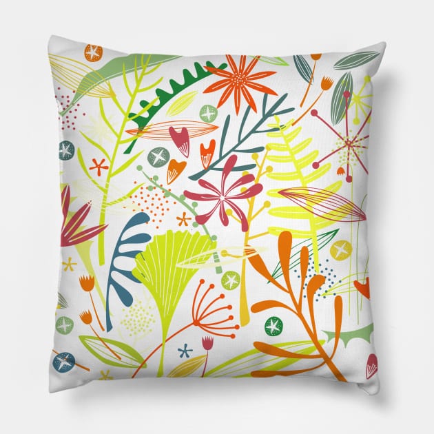 Tropical Leaves and Flowers Art Pillow by NicSquirrell