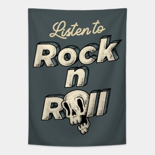 Text Only - Listen to Rock n Roll (gray) Tapestry