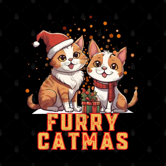 Cute cat and dog with text: Furry Catmas. by Gone Retrograde