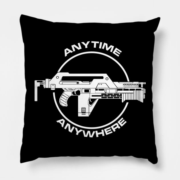 Aliens: Pulse Rifle - Anytime Anywhere Pillow by Evarcha