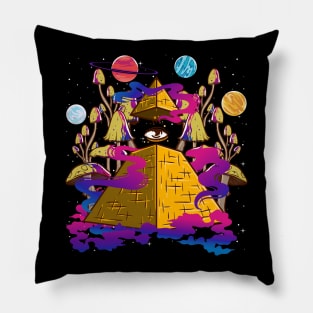 Pyramid Mushrooms Psychedelic Art Design Pillow