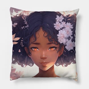 Beautiful anime black girl - Best Blm Gift For black girl Pillow