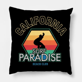 California surf paradise retro beach club Pillow