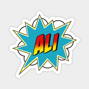 Boys Ali Name Superhero Comic Book Magnet