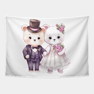 Polar bear Couple Gets Married Tapestry