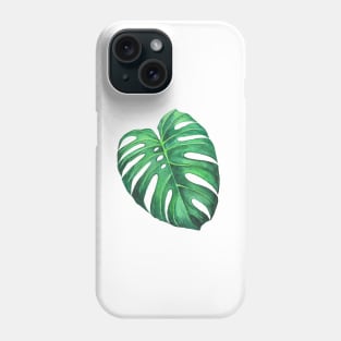 Monstera leaf tropical watercolor illustration Phone Case