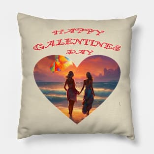 Hand in hand girlfriends on Galentines day Pillow